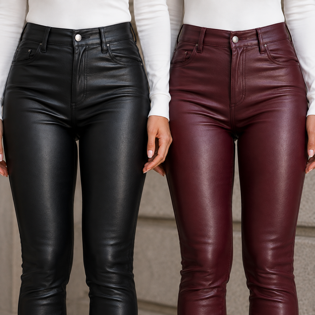 Pantalon Femme Effet Cuir Taille Haute — Élégance & Style