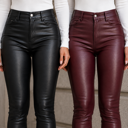 Pantalon Femme Effet Cuir Taille Haute — Élégance & Style