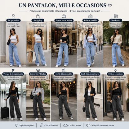 Jean Wide Leg Taille Haute Femme – Coupe Ample et Tendance