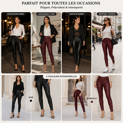 Pantalon Femme Effet Cuir Taille Haute — Élégance & Style